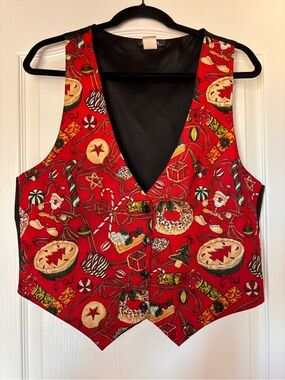 Vintage 111 Main Christmas Vest Women’s large baking pastry pies cookies